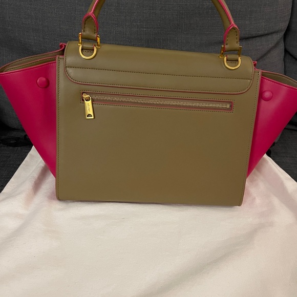 Authentic Celine Trapeze Calfskin Small Bicolor bag light brown and pink women - Picture 4 of 10